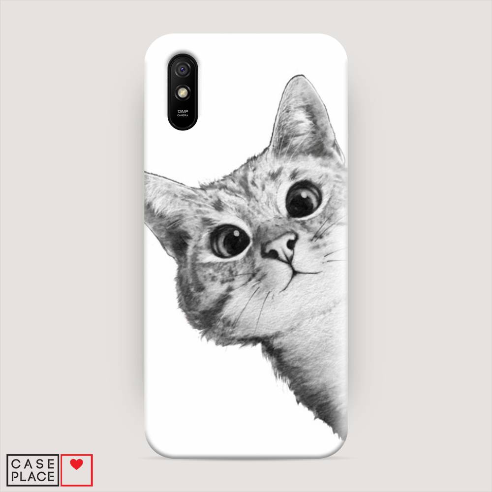 

Пластиковый чехол "Кот рисунок черно-белый" на Xiaomi Redmi 9A, 38920-1