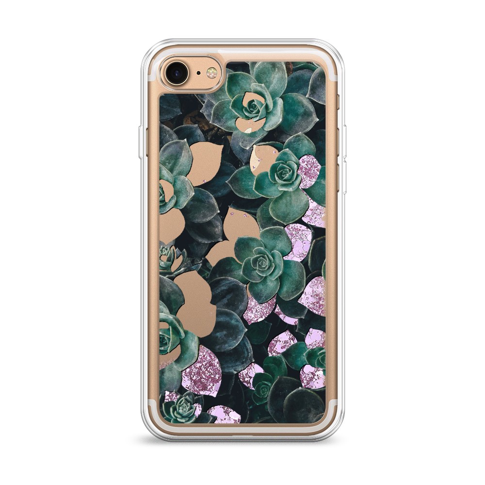 

Жидкий чехол с блестками "Сукуленты цветные" на Apple iPhone 8, 10894-1