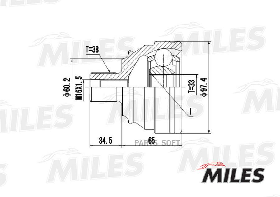 

Шрус Vw T4 1.8-2.5 90-03 Нар. Miles арт. GA20526