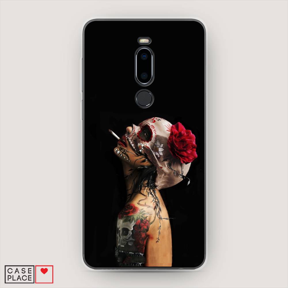 

Чехол Awog на Meizu M8 "Девушка с черепом", Черный;красный;бежевый, 73150-9