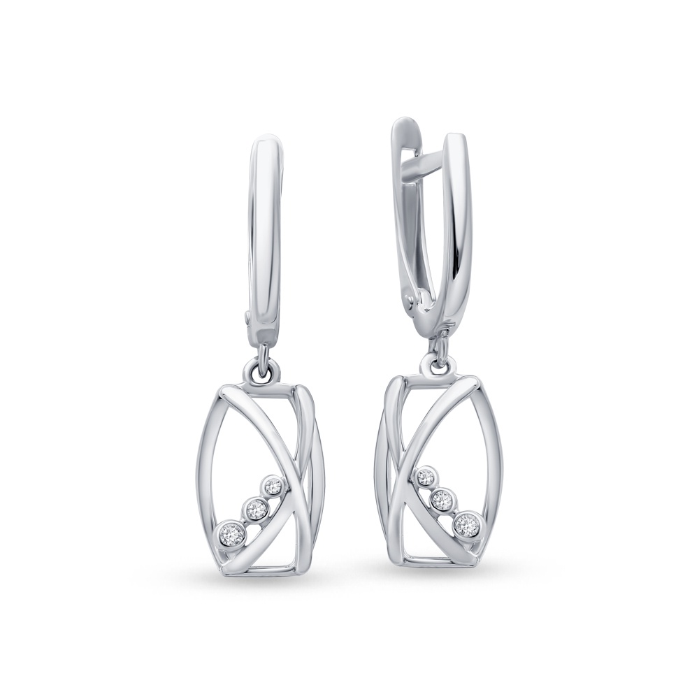 

Серьги подвески из серебра 585Gold 702011625, фианит, 702011625