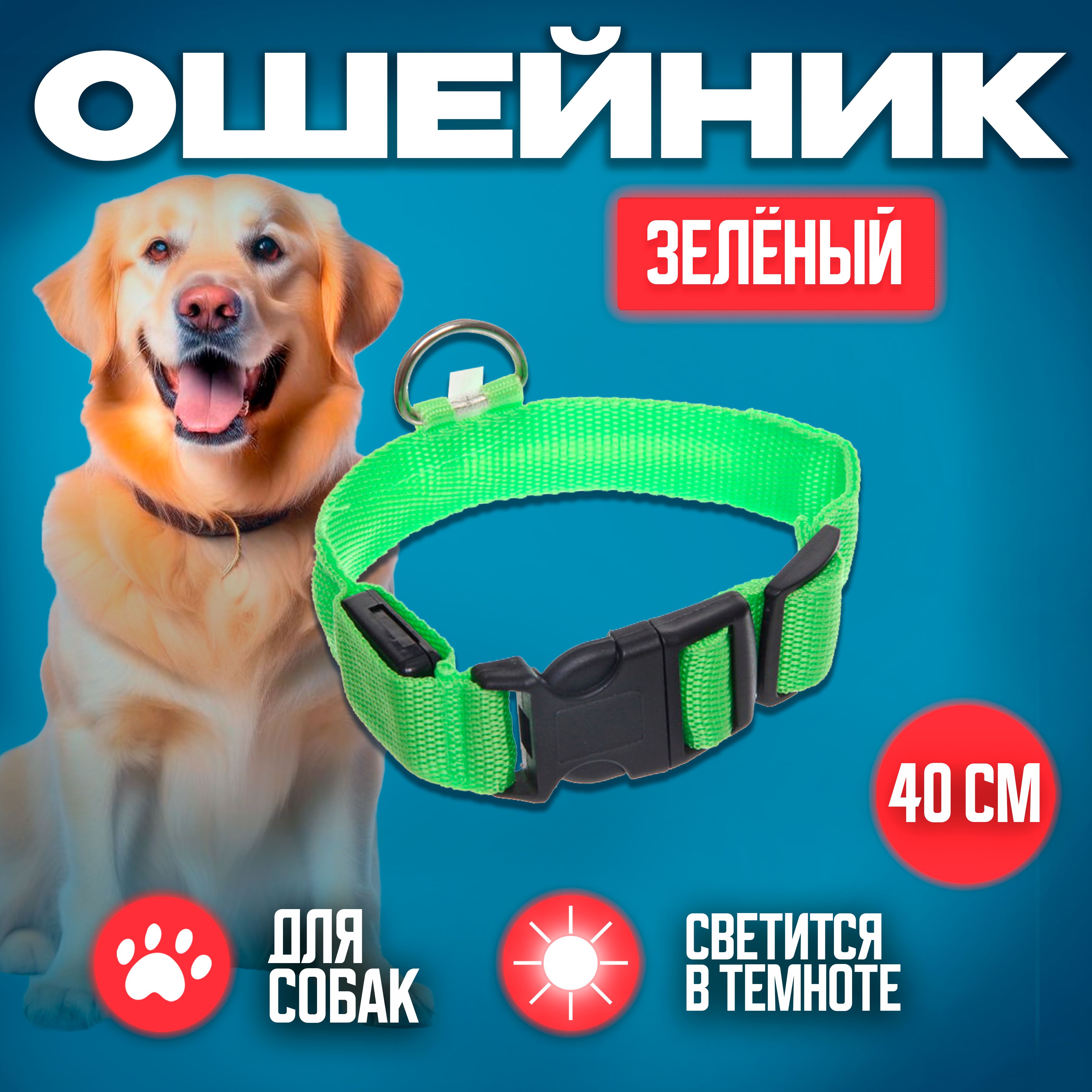 Ошейник для собак, Ultramarine, зеленый 2,5х40см