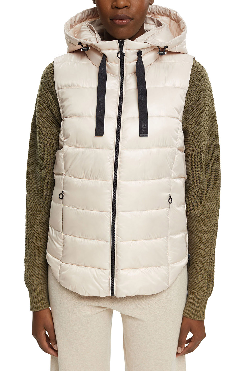 

Утепленный жилет женский Esprit Casual 993EE1H301 бежевый XL, 993EE1H301
