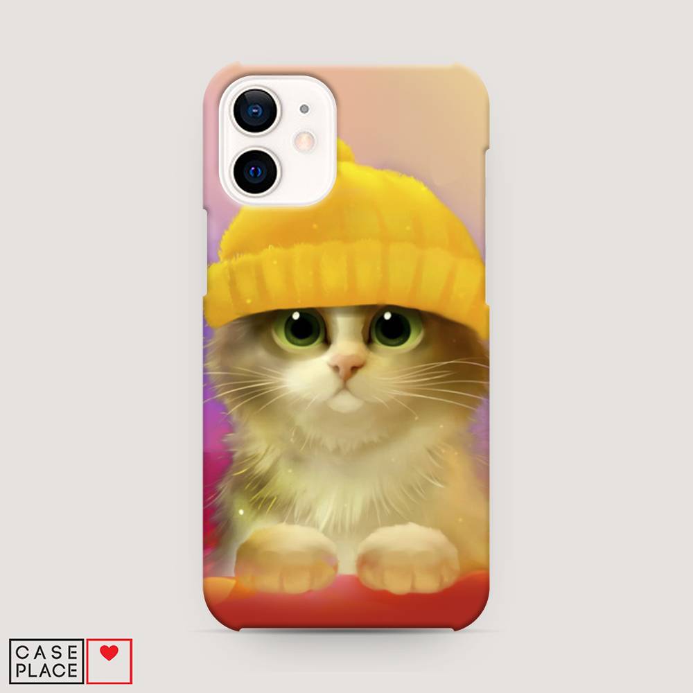 

Пластиковый чехол "Котенок в желтой шапке" на Apple iPhone 12 mini, 12620-1