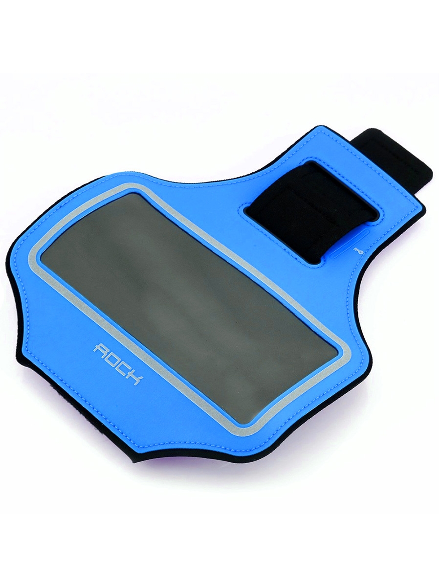 фото Спортивный чехол для телефона на руку rock slim sports armband 6", синий