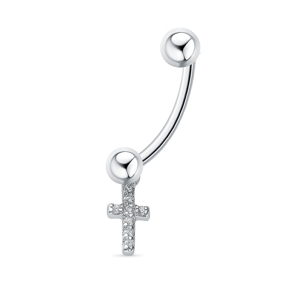 

Пирсинг из серебра 585Gold 908000183, циркон, 908000183