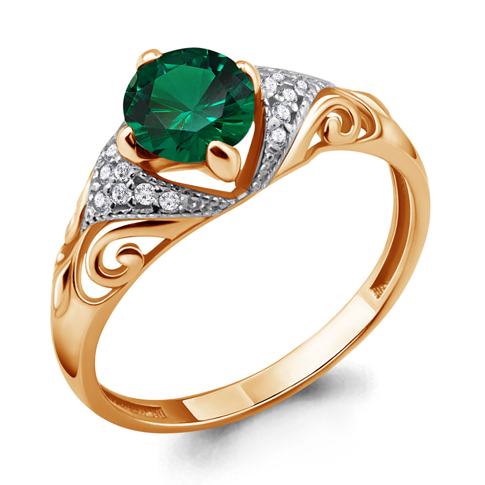 

Кольцо из серебра с изумрудом р.  Aquamarine 63993Г_925_з, 63993Г_925_з