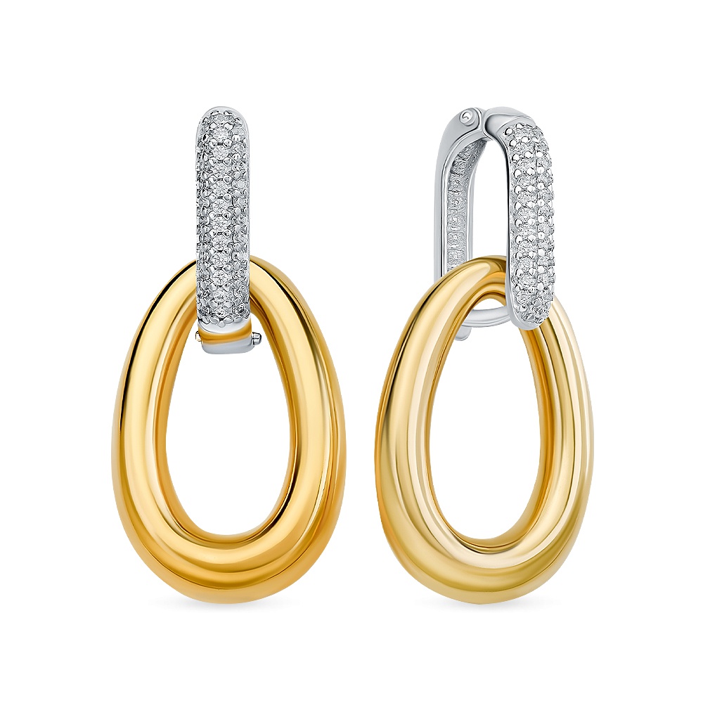 

Серьги трансформеры из серебра 585Gold 702011751, фианит, 702011751
