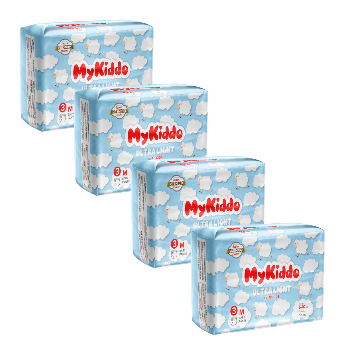 

Подгузники-трусики для детей MyKiddo Elite Kids M (6-10 кг) 152 шт (4 упх38шт)