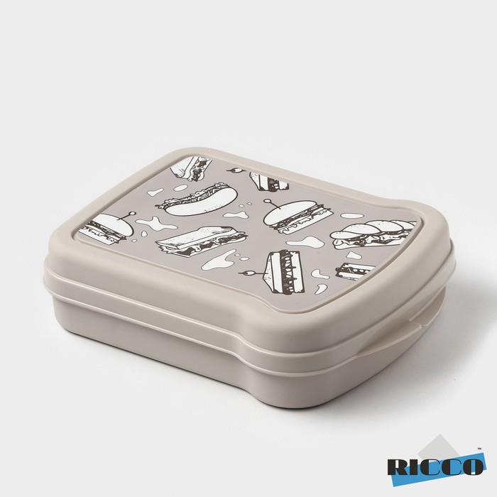 

Бутербродница RICCO, 17x13x4,2 см, с декором Чемита, Серый