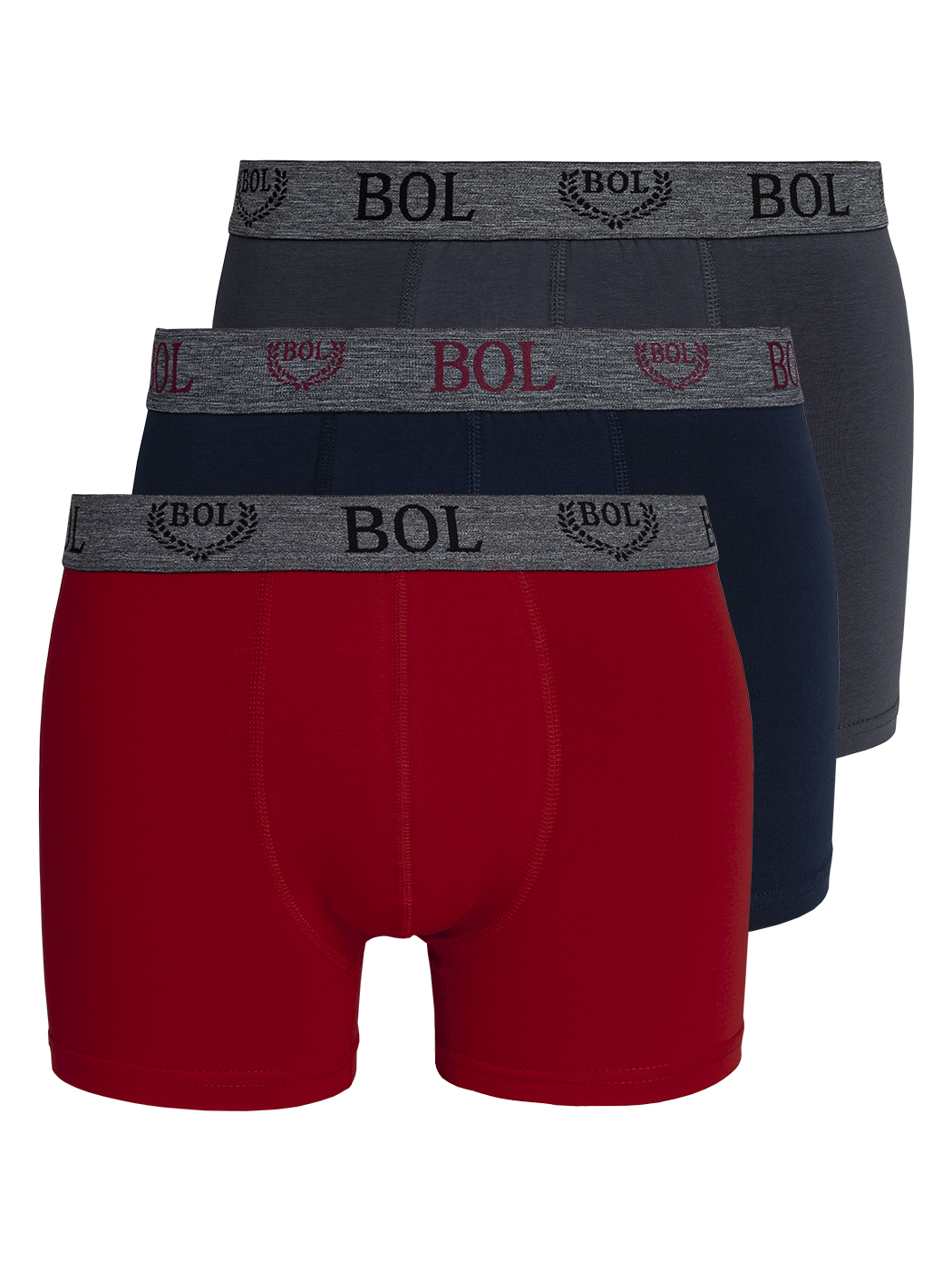 Комплект трусов мужских BOL Men's 178 серых; синих; красных XL