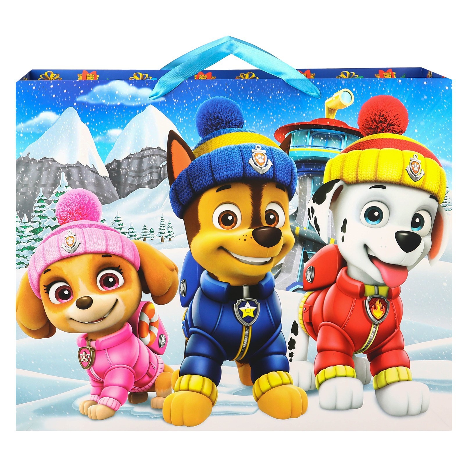 Подарочный пакет Paw Patrol С Новым Годом, ламинированный горизонтальный, 49х40х11 см