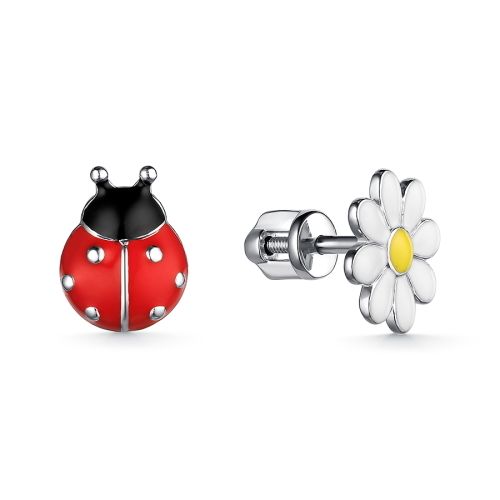 Серьги пусеты из серебра с эмалью DEWI KIDS 901062333