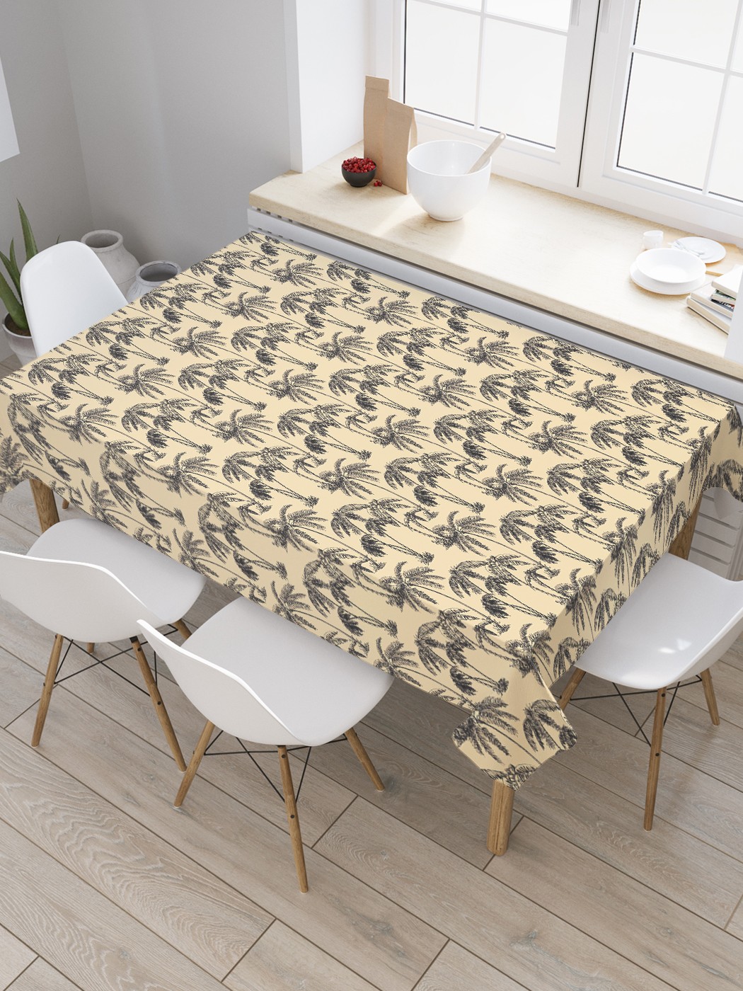 

Скатерть прямоугольная JoyArty "Графические пальмы" из оксфорда, 120x145 см, Коричневый, Графические пальмы