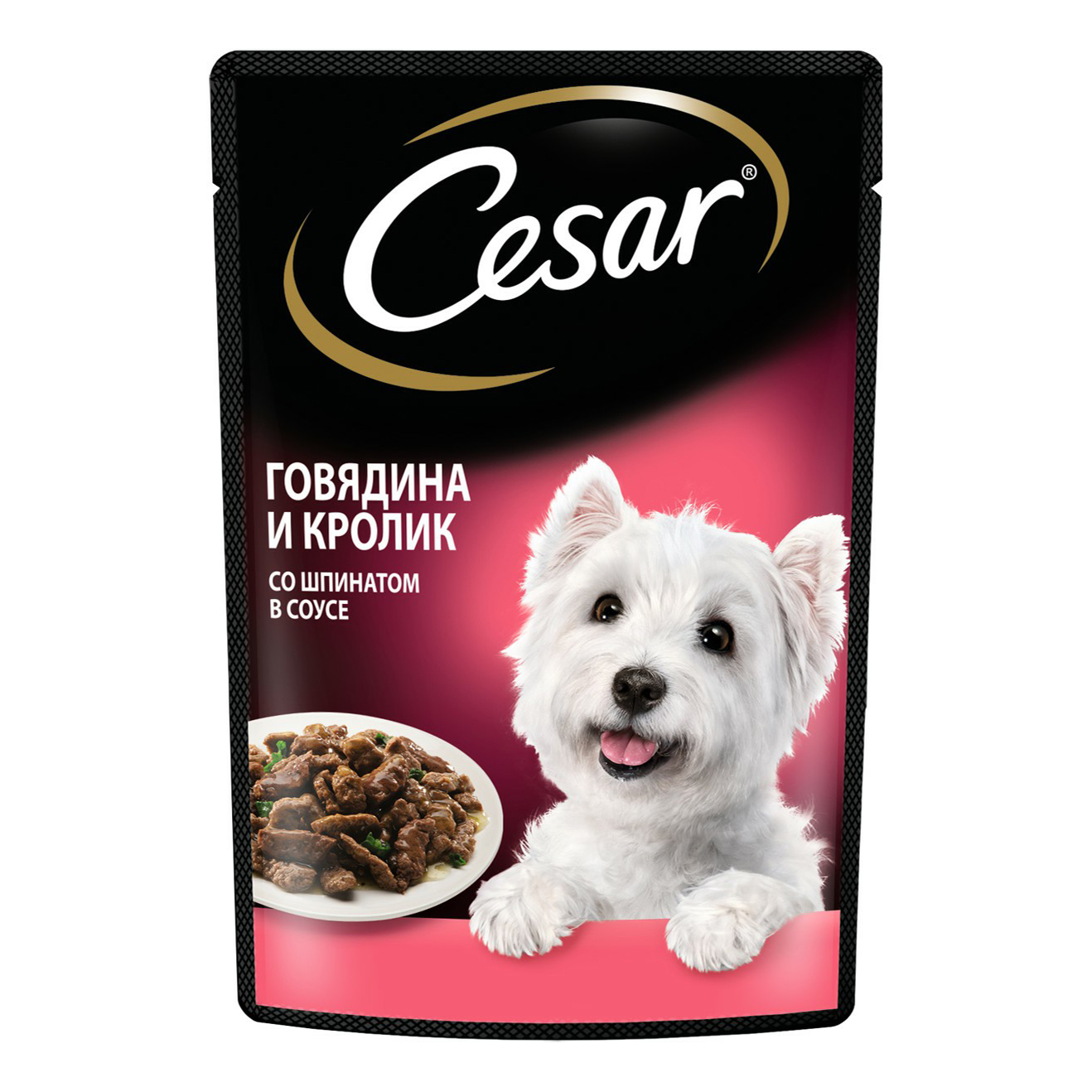

Влажный корм для собак Cesar с говядиной, кроликом и шпинатом, 85 г
