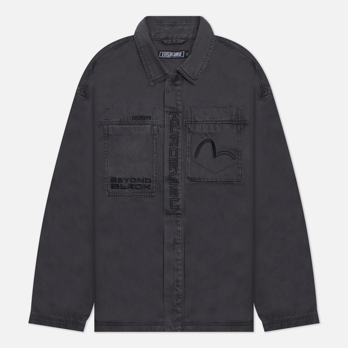 Мужская джинсовая куртка Evisu Evisukuro Garment Washed Utility Shirt серый, Размер M