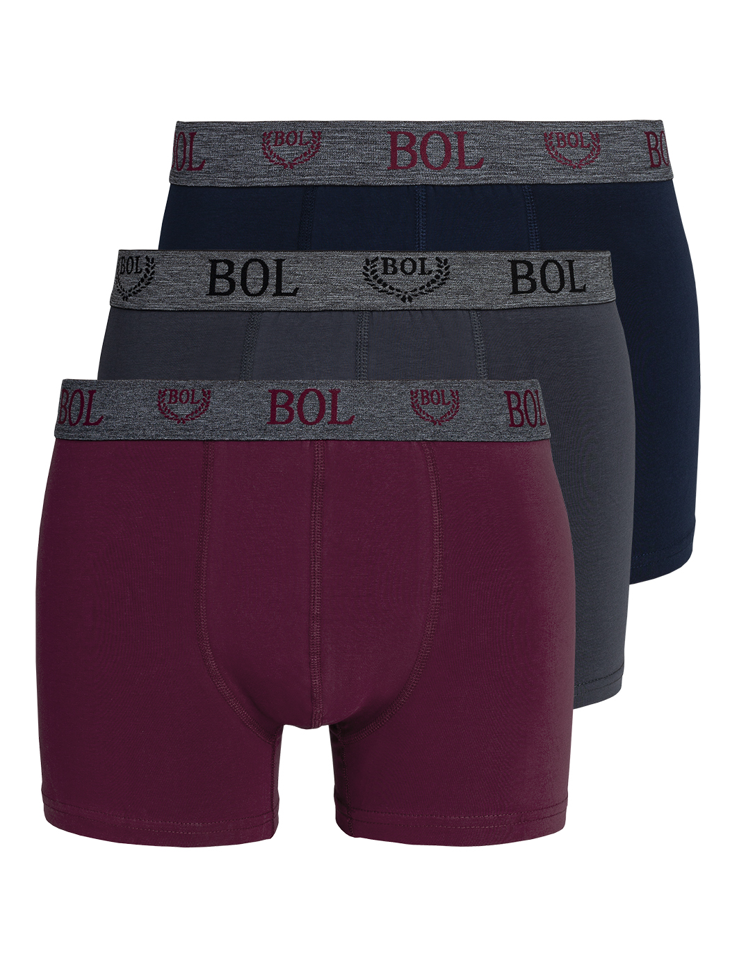 

Комплект трусов мужских BOL Men's 178 синих; серых; бордовых 2XL, Синий;серый;бордовый, 178