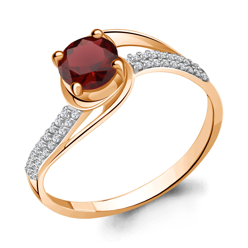 

Кольцо из серебра с гранатом р.  Aquamarine 6399603А_925_з, 6399603А_925_з