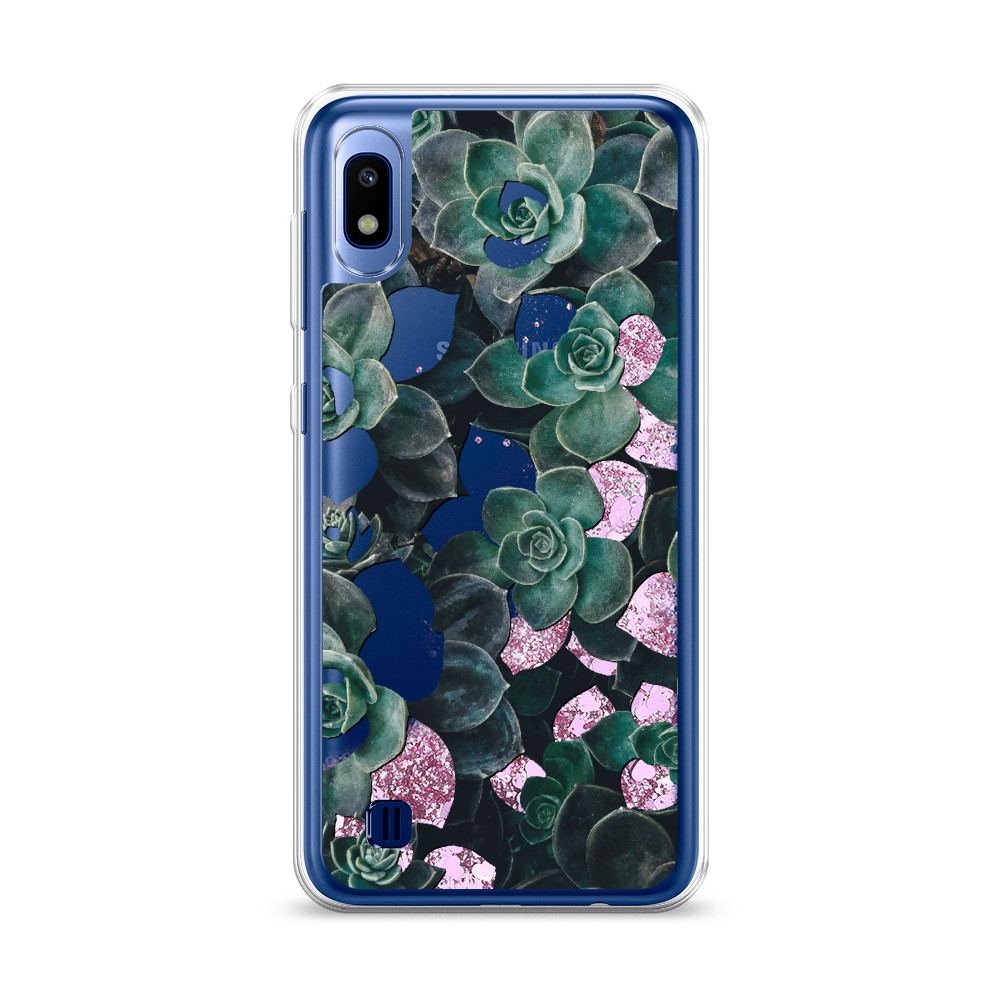 

Жидкий чехол с блестками "Сукуленты цветные" на Samsung Galaxy A10, 27994-1