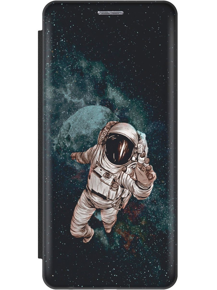 

Чехол-книжка на Realme C55 c принтом "Космонавт" черный, Белый;серый, 159505