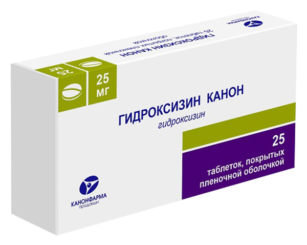 Купить Гидроксизин Канон таблетки 25 мг 25 шт., Канонфарма продакшн ЗАО