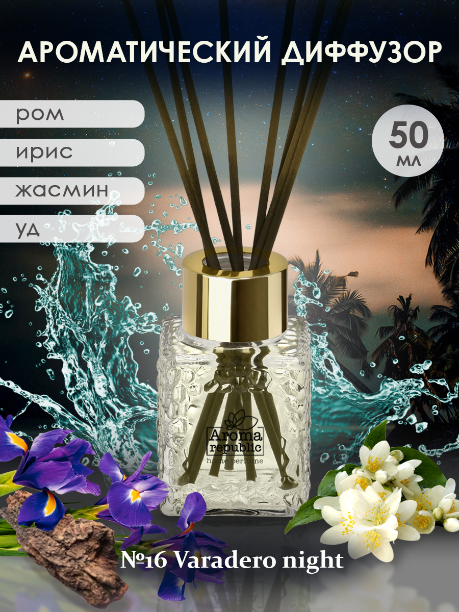 Аромадиффузор в стеклянном флаконе AROMA REPUBLIC 50 мл №16 Varadero night