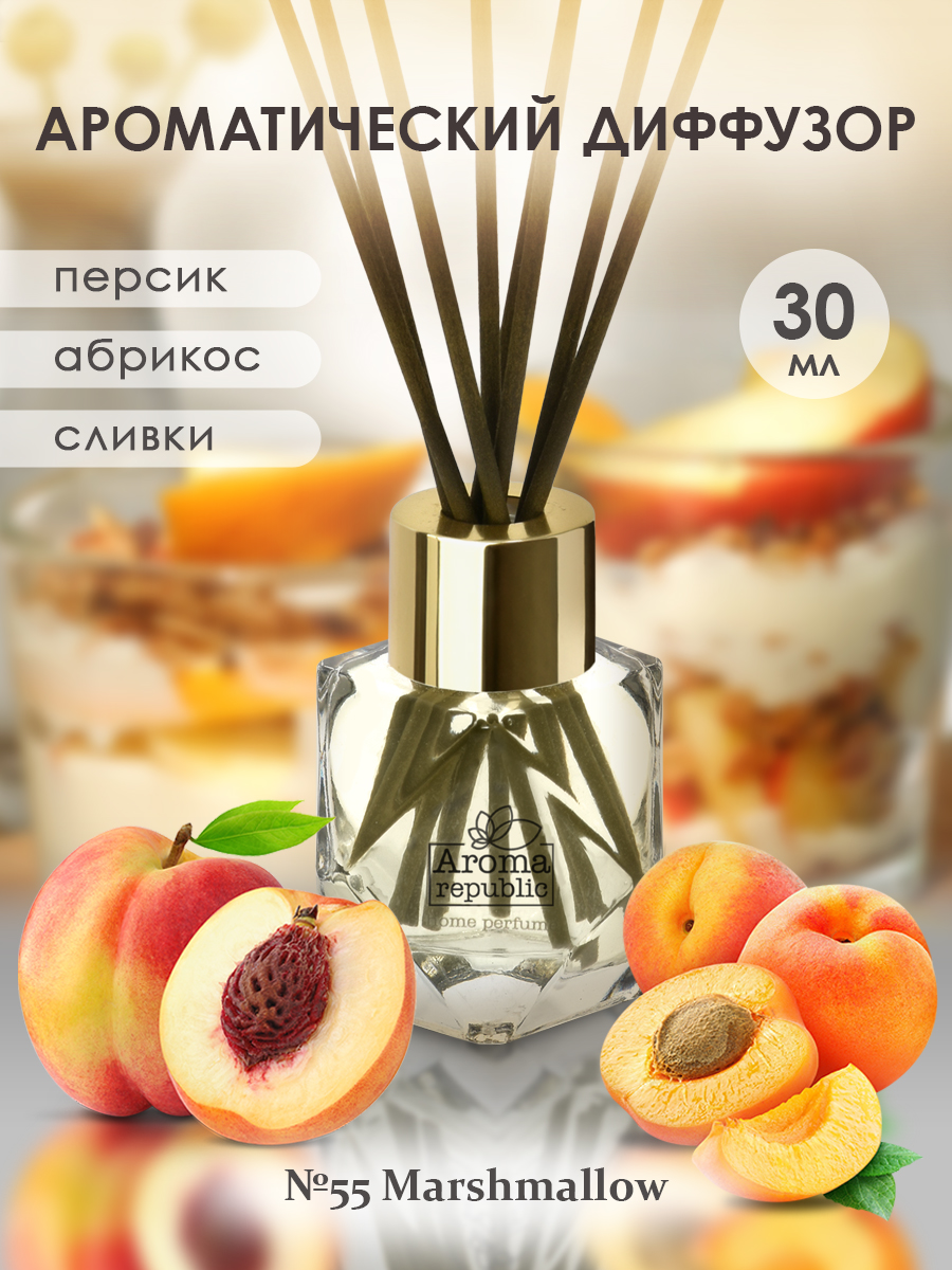 

Аромадиффузор в стеклянном флаконе AROMA REPUBLIC 30 мл №55 Marshmallow, в стеклянном флаконе