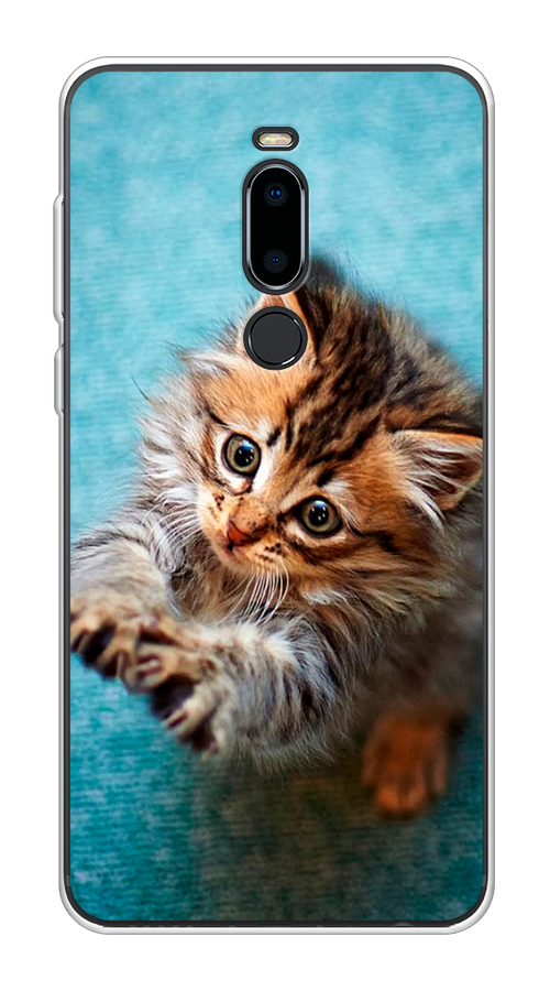 

Чехол Awog на Meizu M8 "Котенок просит есть", Голубой;коричневый;белый, 73150-2
