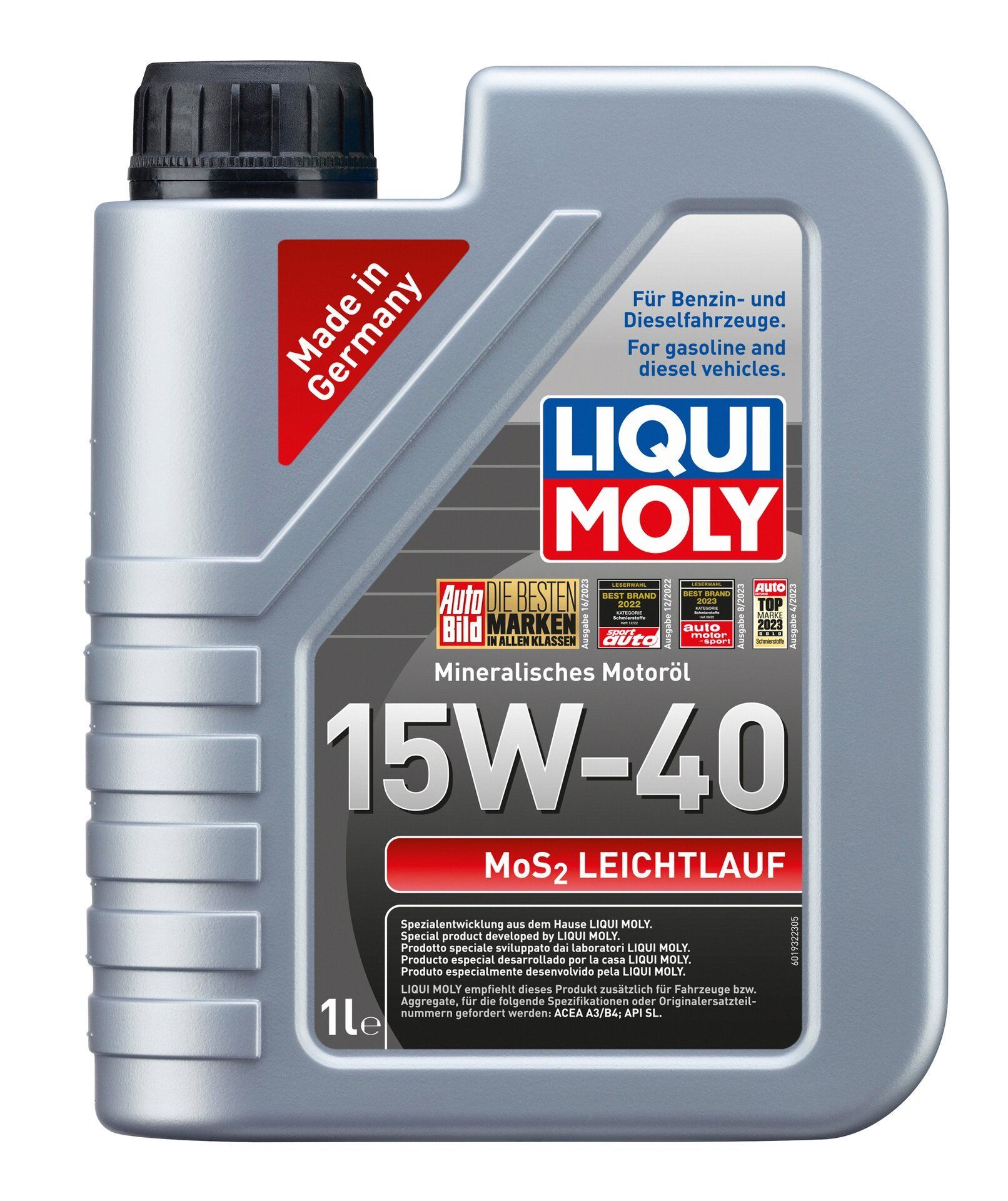

Моторное масло LIQUI MOLY минеральное 15w40 Mos2 Leichtlauf 1л
