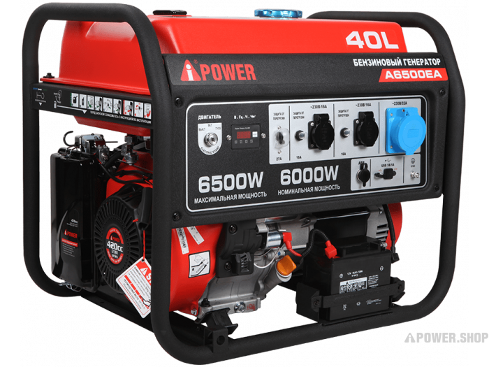 Бензиновый генератор A-iPower A6500EA с электростартером, 6 кВт, 230В (20109) блок автоматики fubag startmaster bs 6600 230в 8641463