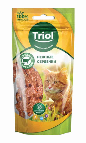 

Лакомство для кошек Triol Сердечки с говядиной и треской, 40 г