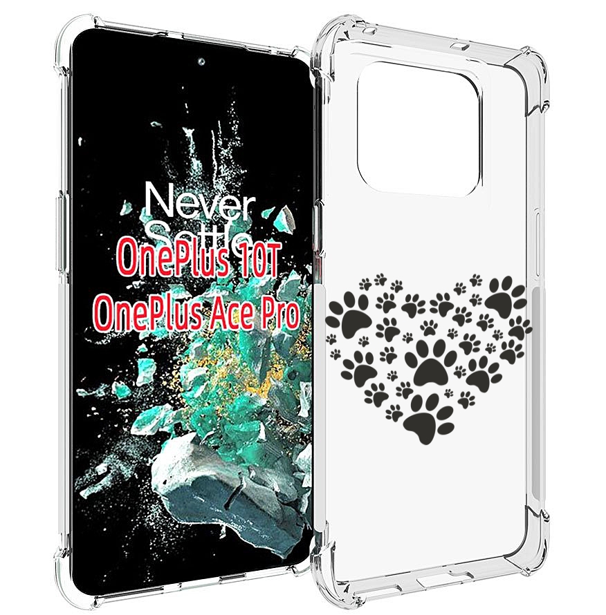 

Чехол MyPads следы-в-сердечке для OnePlus 10T, Прозрачный, Tocco