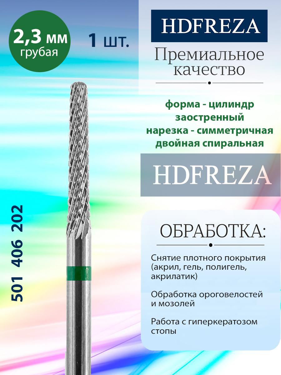 Фреза твердосплавная HDFREZA цилиндр губая для маникюра снятия покрытия и педикюра