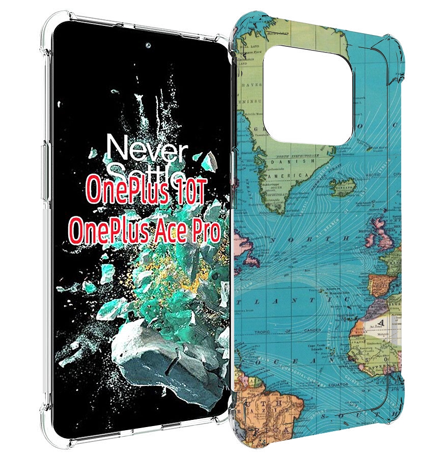 

Чехол MyPads старая карта земли для OnePlus 10T, Прозрачный, Tocco