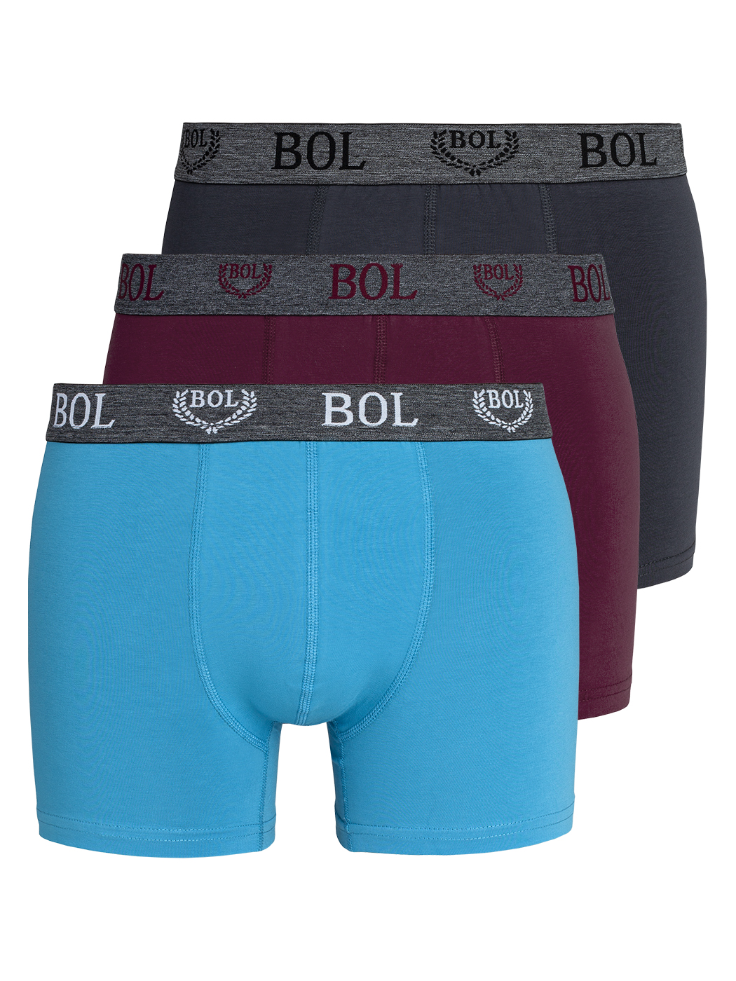 Комплект трусов мужских BOL Men's ebox178_s522 серых; бордовых; бирюзовых 2XL