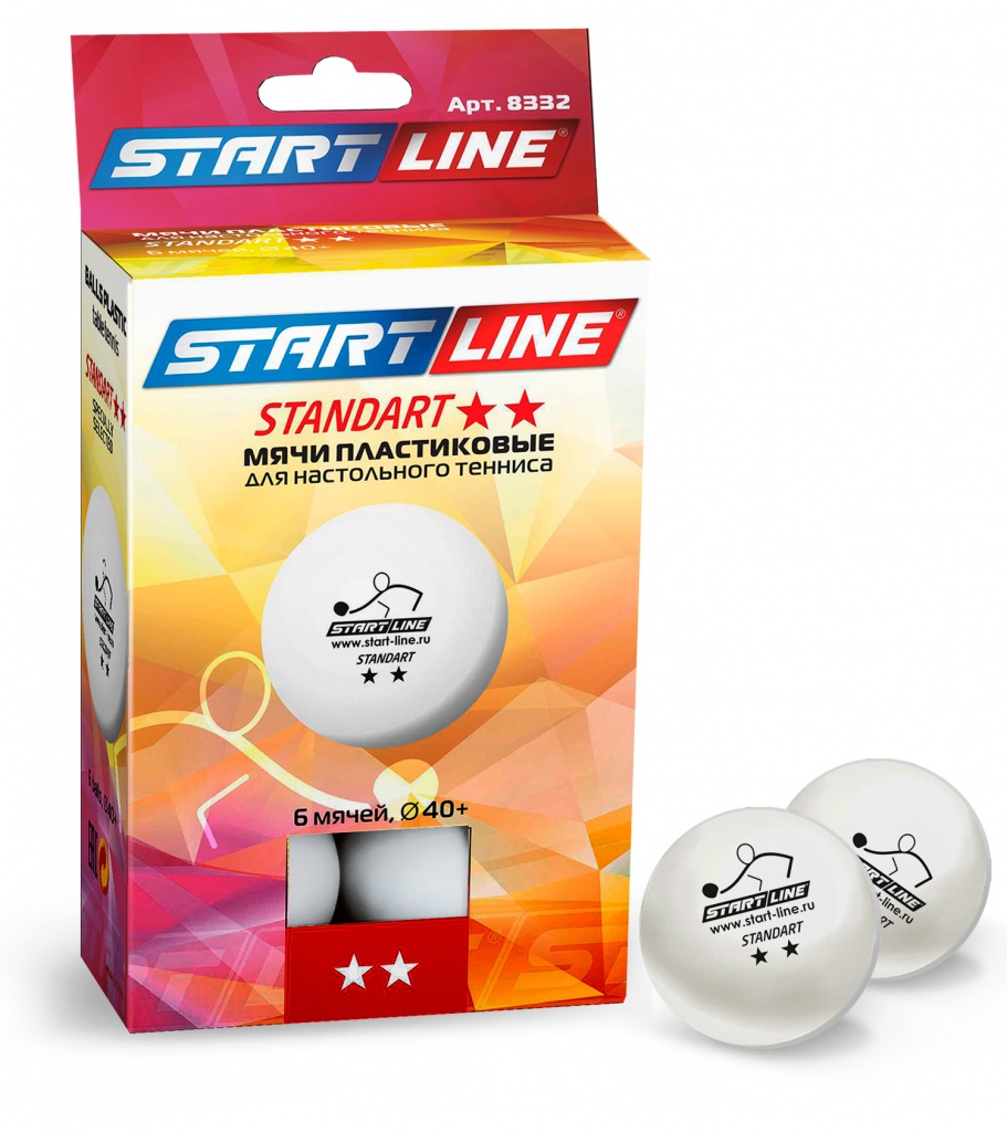 Мячи для настольного тенниса Start Line Standart 2*, белый, 6 шт.