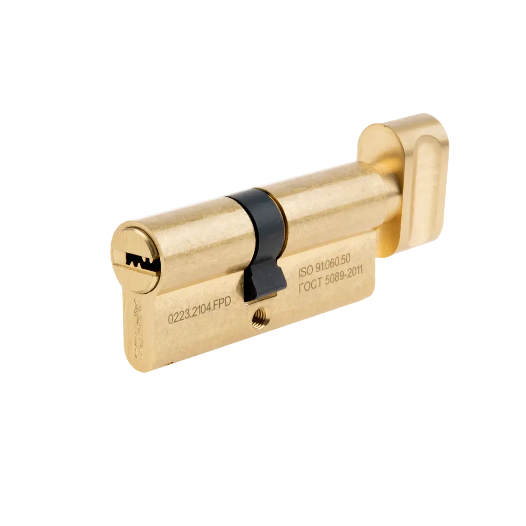 Цилиндровые механизмы Apecs Pro LM-68(31/37C)-C-G 68 мм, ключ/вертушка, цвет золотой механизм для выключателя кнопочного schneider electric merten механизмы mtn3154 0000