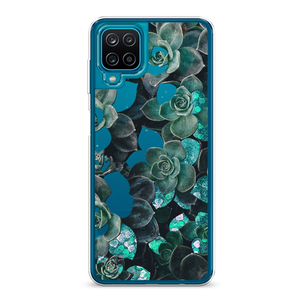 

Жидкий чехол с блестками "Сукуленты цветные" на Samsung Galaxy A12, 2101695-1