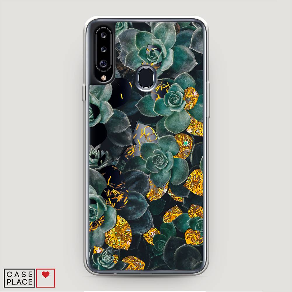 

Жидкий чехол с блестками "Сукуленты цветные" на Samsung Galaxy A20s, 2100890-1