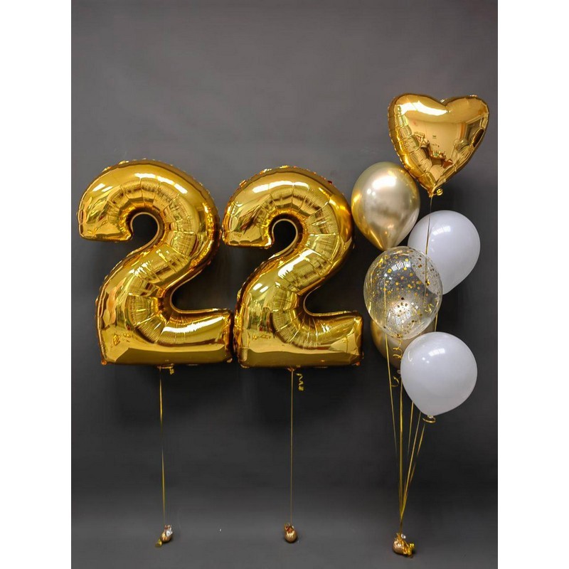 

Набор шаров с гелием №359 с цифрами 22, 5 шт, Разноцветный, 359