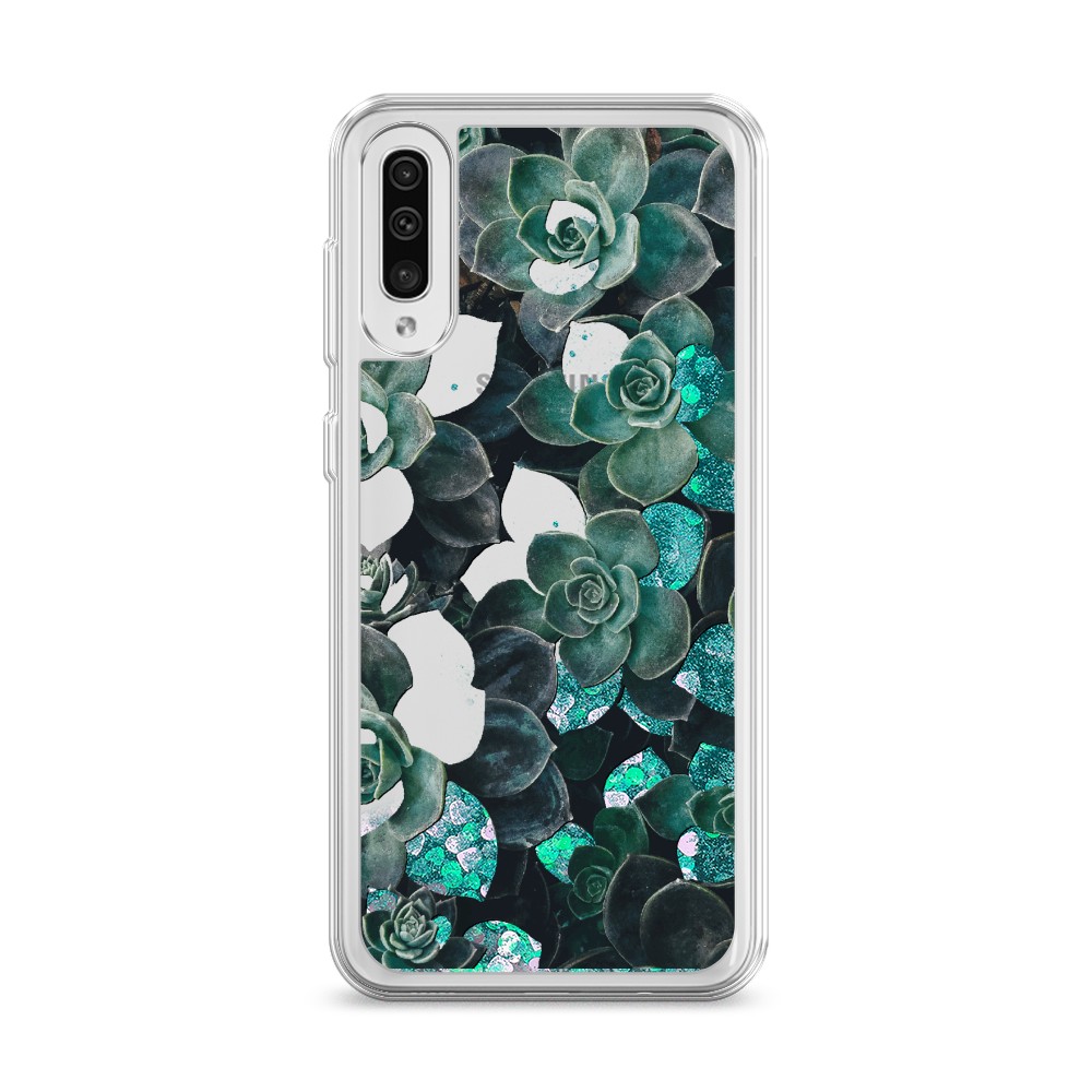 

Жидкий чехол с блестками "Сукуленты цветные" на Samsung Galaxy A30s, 28895-1