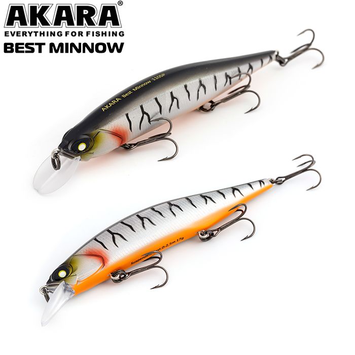 

Воблер Akara Best Minnow 110SP 17 гр 3/5 oz 4,3 in A109, Разноцветный, Best Minnow