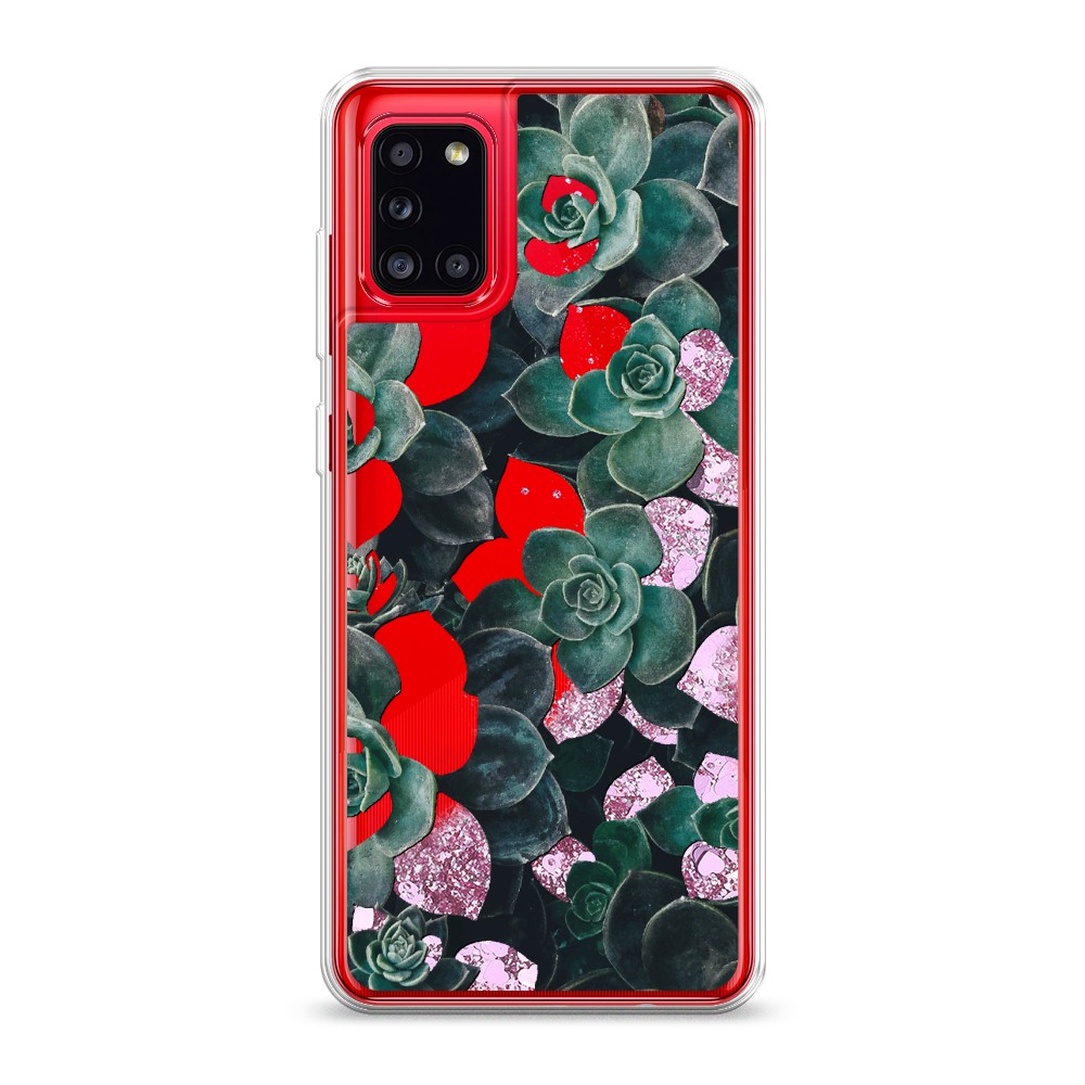 

Жидкий чехол с блестками "Сукуленты цветные" на Samsung Galaxy A31