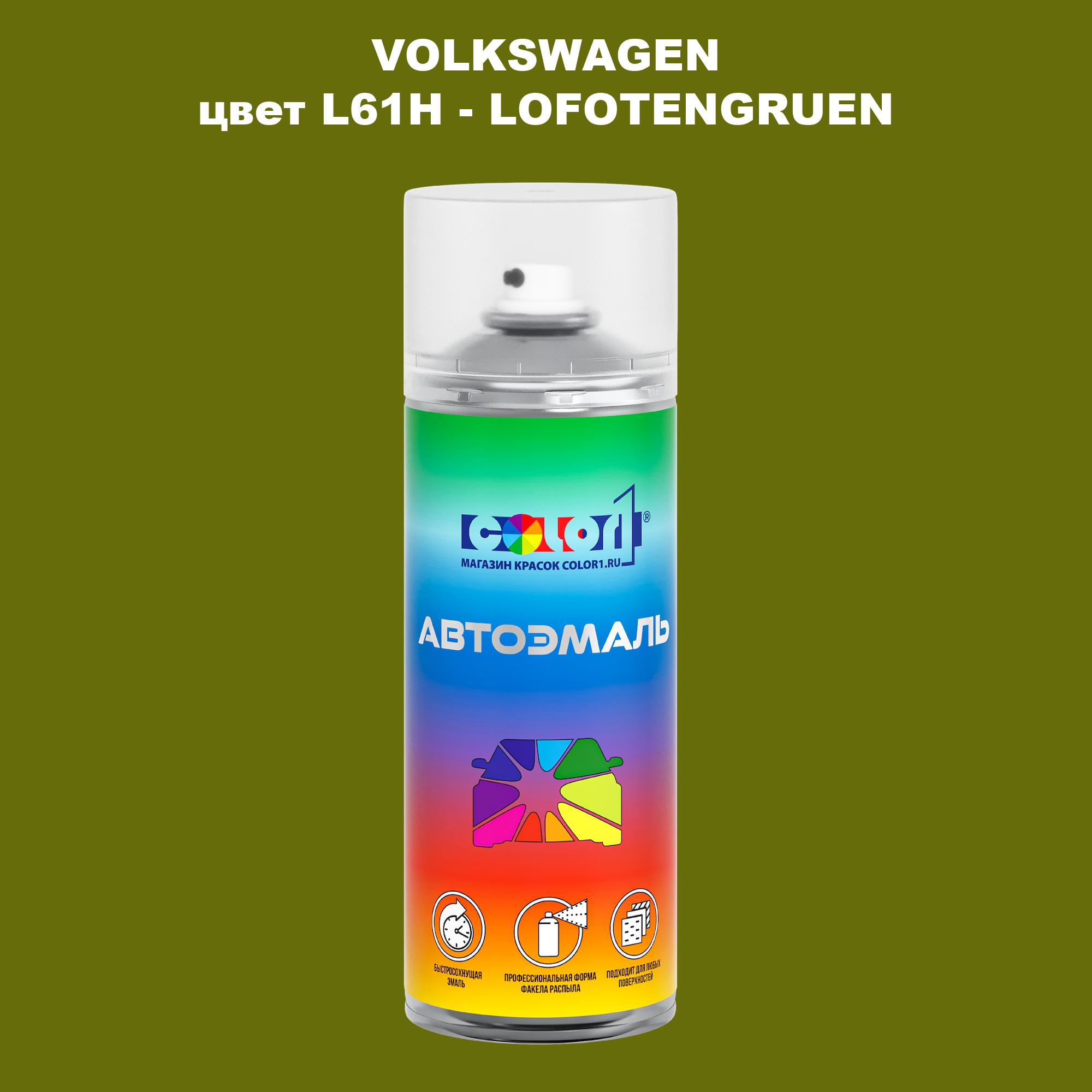 

Аэрозольная краска COLOR1 для VOLKSWAGEN, цвет L61H - LOFOTENGRUEN, Прозрачный