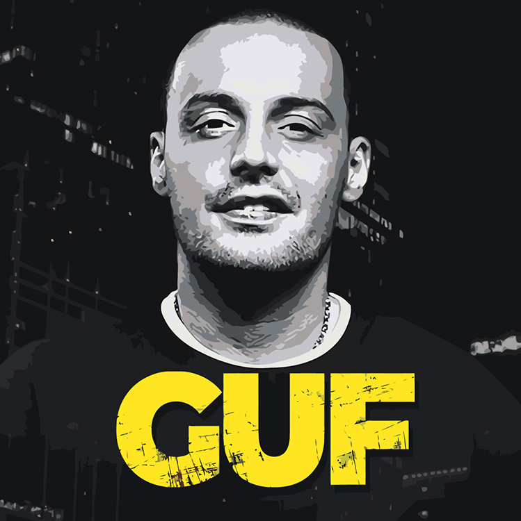 

Картина по номерам Цветное Рэпер Гуф Guf чернобелая монохром 40x40
