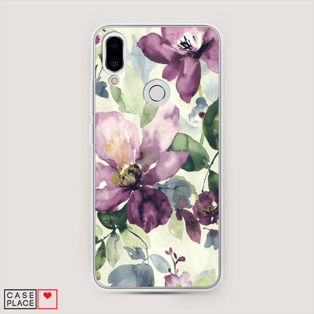 

Чехол Awog на Meizu Note 9 "Сиреневые цветы-акварель", Фиолетовый, 73350-10