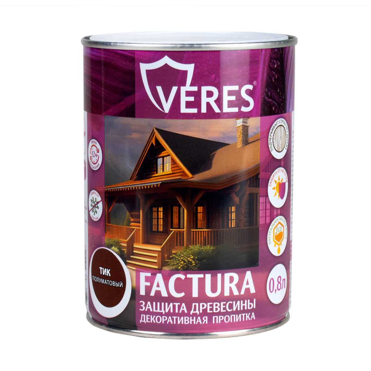 Декоративная пропитка для дерева Veres Factura полуматовая 0 8 л тик, VR-056
