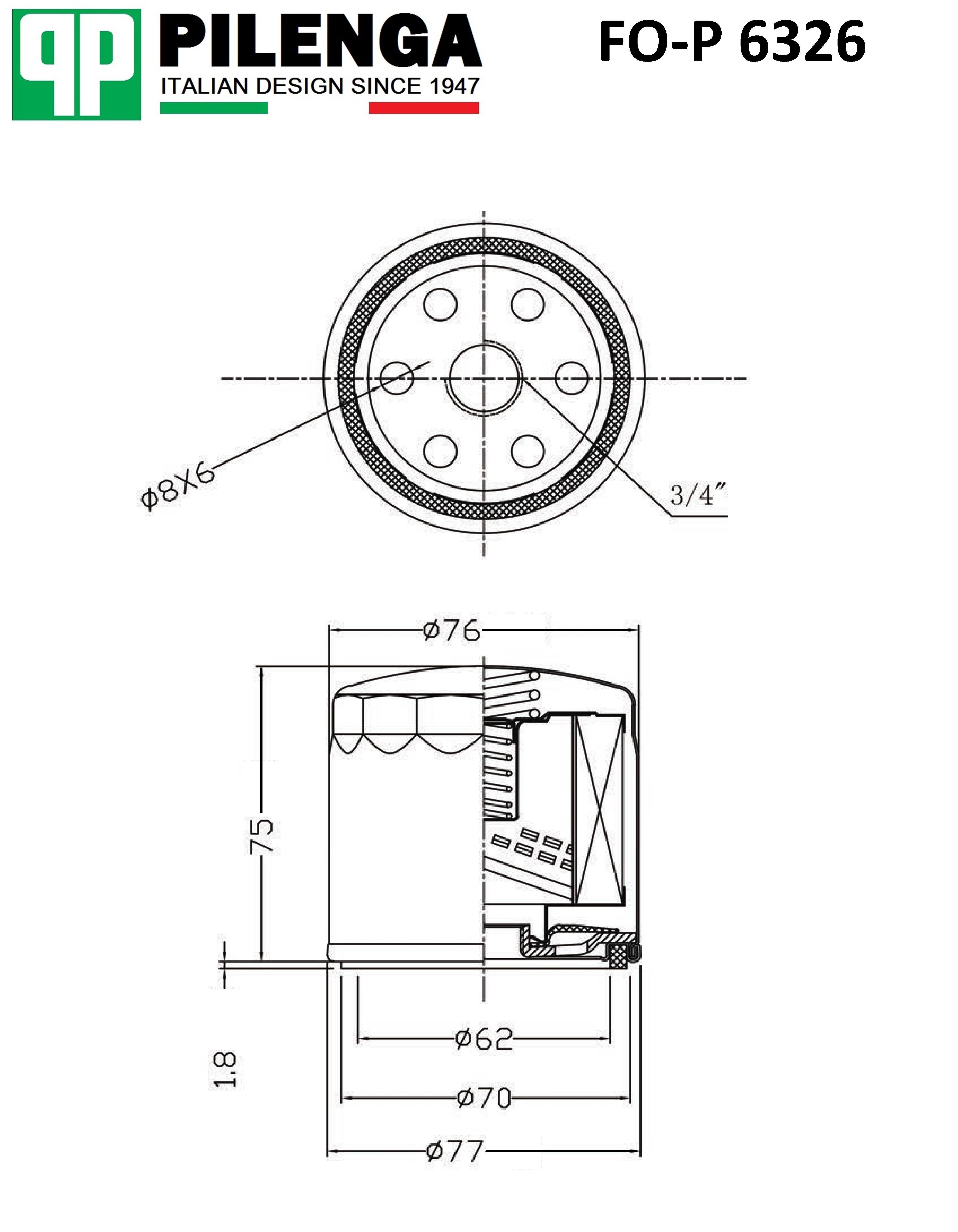 

Фильтр масляный Pilenga FO-P 6326