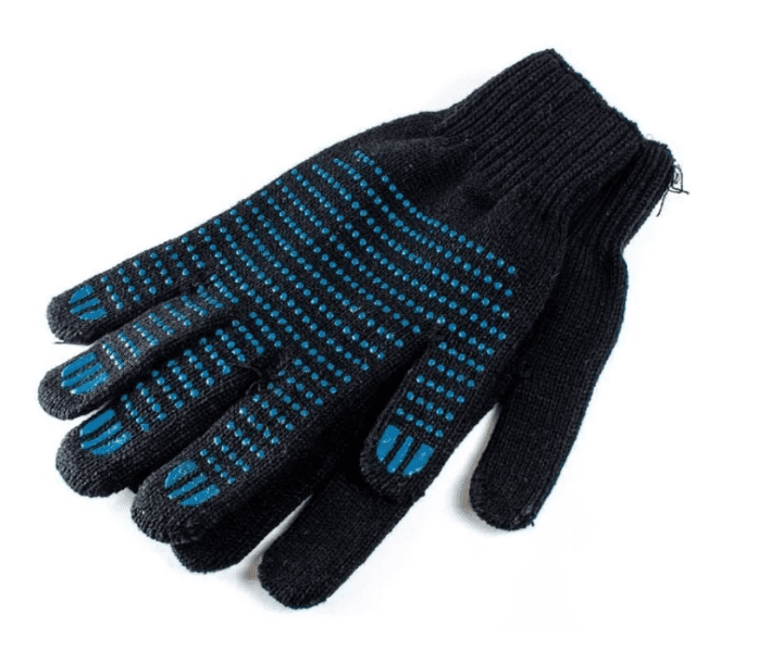 Перчатки трикотажные двойные полушерсть с х/б с ПВХ покрытием черные зимние двойные зимние утепленные перчатки tdm