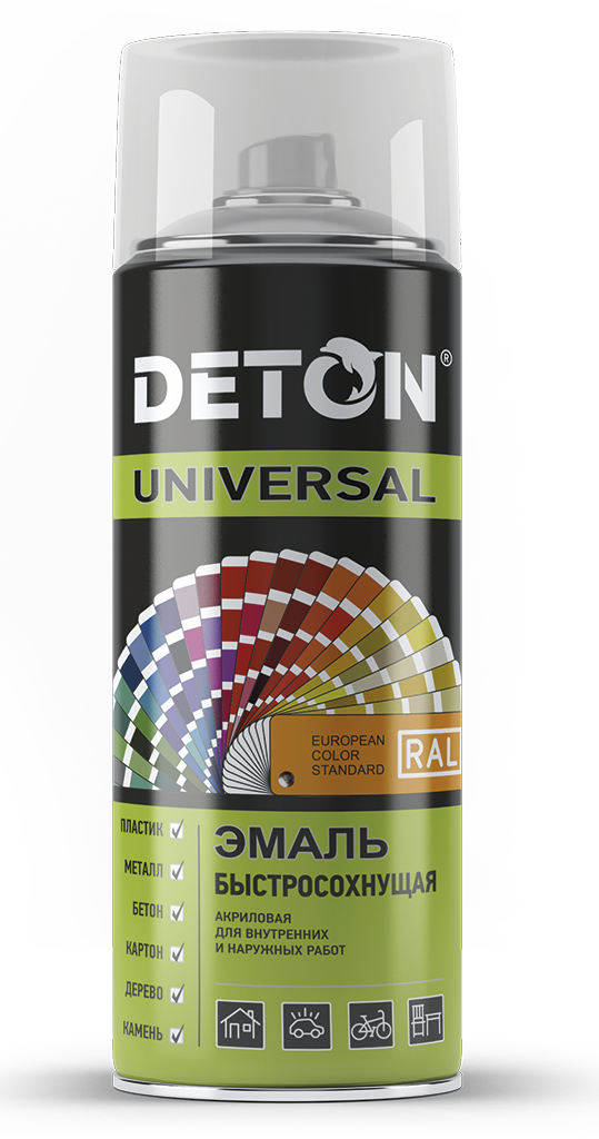 Эмаль акриловая DETON UNIVERSAL, антрацитово-серый матовый RAL 7016, 520мл